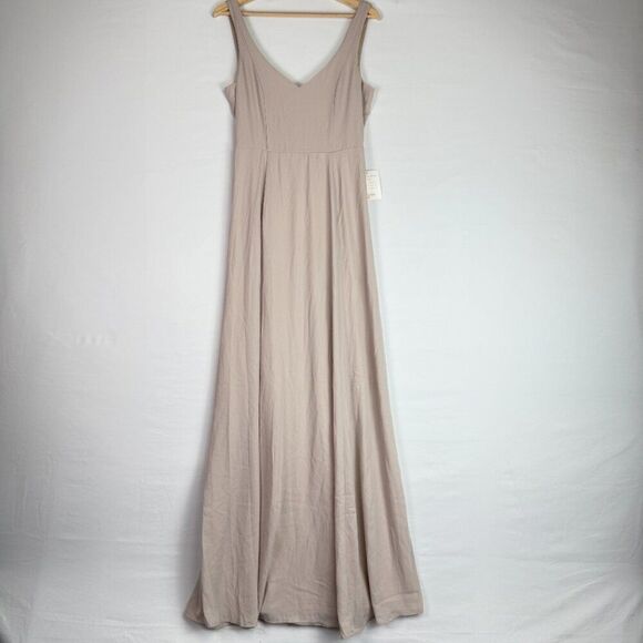 Show Me Your MuMu Jenn Maxi V Neck Bridesmaid Dress Show Me The Ring Crisp M - Picture 3 of 10